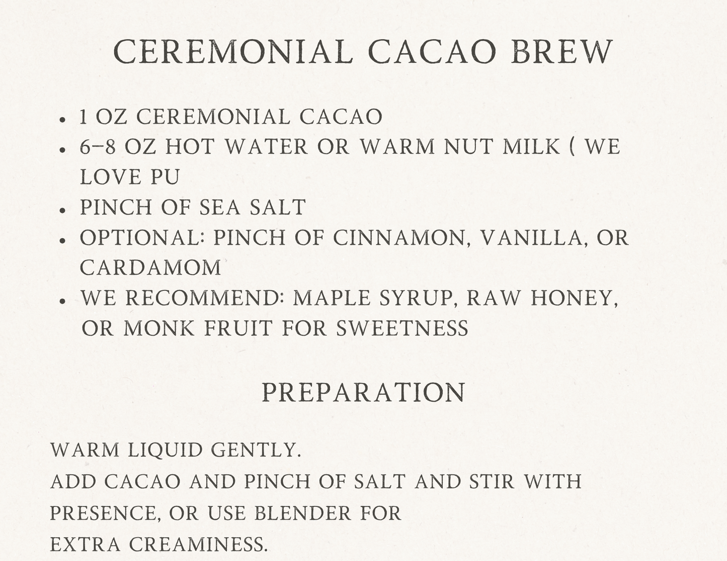 Ceremonial Cacao Brew, 3.5 oz