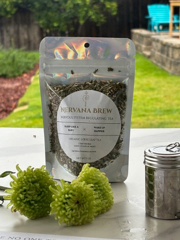 Nervana Brew 1oz Bag (without St. John's Wort) + Stainless Steel Tea Infuser
